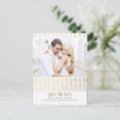 Art Deco  Wit Goud Foto Bewaar de Datum Aankondigingskaart (Staand voorkant)