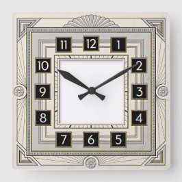 Art Deco Wit Vierkante Klok