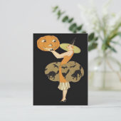 Art Deco Witch Jack O Lantern Pumpkin Black Cat Briefkaart (Staand voorkant)