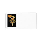 Art Deco Witch Jack O Lantern Pumpkin Black Cat Etiket (Voorkant)