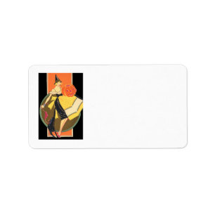 Art Deco Witch Jack O Lantern Pumpkin Etiket