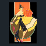 Art Deco Witch Jack O Lantern Pumpkin Poster<br><div class="desc">Halloween print</div>