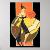 Art Deco Witch Jack O Lantern Pumpkin Poster (Voorkant)