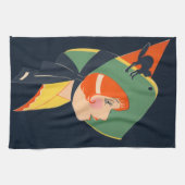 Art Deco Witch Pet Black Cat Theedoek (Horizontaal)