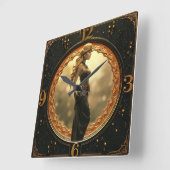 Art Deco with fantasy girl Vierkante Klok (Hoek)