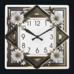 Art Deco witte bloemen Vierkante Klok<br><div class="desc">Geweldig klokontwerp. Je zult het leuk vinden als anderen. U kunt dit ontwerp vrij gebruiken voor andere producten die u wilt of om jouw tekst aan te passen en toe te voegen. Volg me voor meer. Met vriendelijke groet. Een leuke dag.</div>