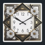Art Deco witte bloemen Vierkante Klok<br><div class="desc">Geweldig klokontwerp. Je zult het leuk vinden als anderen. U kunt dit ontwerp vrij gebruiken voor andere producten die u wilt of om jouw tekst aan te passen en toe te voegen. Volg me voor meer. Met vriendelijke groet. Een leuke dag.</div>