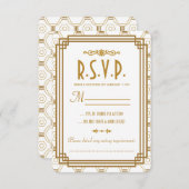 Art Deco Witte Bruiloft RSVP Kaarten (Voorkant / Achterkant)