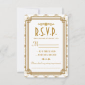 Art Deco Witte Bruiloft RSVP Kaarten (Voorkant)