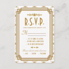 Art Deco Witte Bruiloft RSVP Kaarten