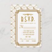 Art Deco Witte Bruiloft RSVP Kaarten (Voorkant / Achterkant)