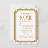 Art Deco Witte Bruiloft RSVP Kaarten (Voorkant)
