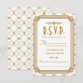 Art Deco Witte Bruiloft RSVP Kaarten Kaartje (Voorkant / Achterkant)