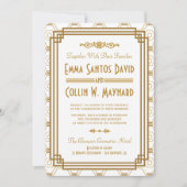 Art Deco Witte bruiloft uitnodigingen (Voorkant)