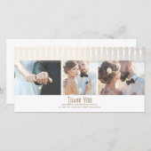 Art Deco Witte en Gouden Foto Trouwen Dank u Bedankkaart (Voorkant / Achterkant)