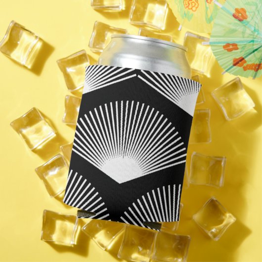 Art Deco Witte Fan Zwart Patroon Blikjeskoeler (Insitu Zomer)