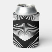 Art Deco Witte Fan Zwart Patroon Blikjeskoeler (Blikje Voorkant)