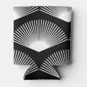 Art Deco Witte Fan Zwart Patroon Blikjeskoeler (Voorkant)