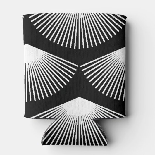 Art Deco Witte Fan Zwart Patroon Blikjeskoeler (Achterkant)