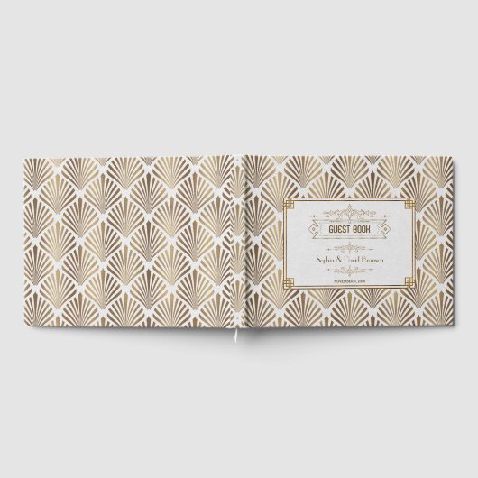 Art Deco Witte Gatsby 1920 stijl bruiloft Gastenboek (Volledig)