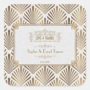 Art Deco Witte Gatsby 1920s Bruiloft Vierkante Sticker