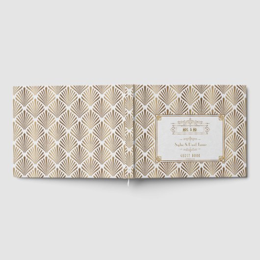 Art Deco Witte Gatsby 1920s Trouwen Gastenboek (Volledig)