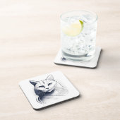 Art Deco Witte Kat Onderzetters Set (Rechterzijde)