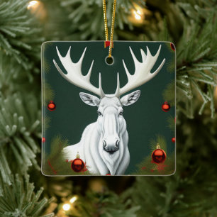 Art Deco witte Kersthert Ornament