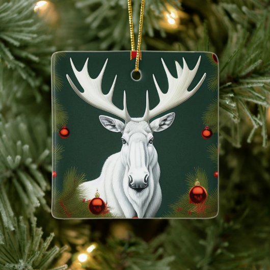 Art Deco witte Kersthert Ornament (Boom)