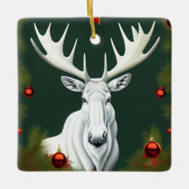 Art Deco witte Kersthert Ornament