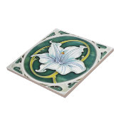 Art Deco Witte Lelie Tegeltje (Zijkant)