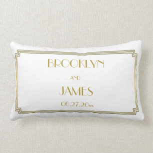 Art Deco Witte Lenden Bruiloft Kussens