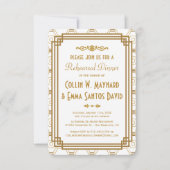 Art Deco Witte repetitie diner uitnodigingen (Voorkant)