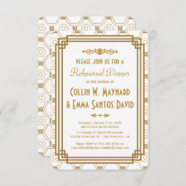 Art Deco Witte repetitie diner uitnodigingen