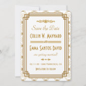 Art Deco Witte Save The Dates Date (Voorkant)