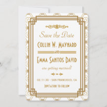 Art Deco Witte Save The Dates