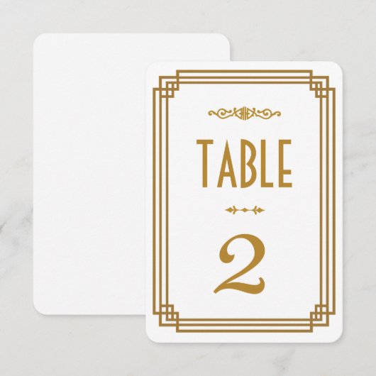 Art Deco Witte Tafel Nummers Huwelijk Kaart (Voorkant / Achterkant)