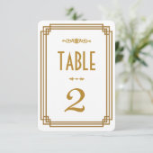 Art Deco Witte Tafel Nummers Huwelijk Kaart (Staand voorkant)