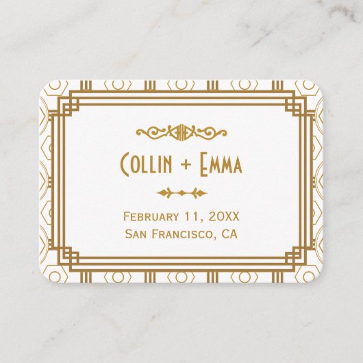 Art Deco Witte Trouwplaatskaarten Plaatskaartje (Voorkant)