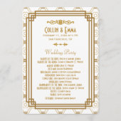 Art Deco Witte Trouwprogramma's Programmakaart (Voorkant)