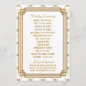 Art Deco Witte Trouwprogramma's Programmakaart (Achterkant)