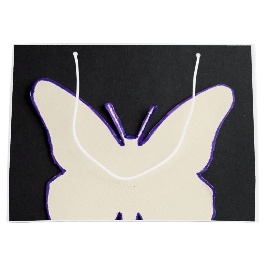 ART DECO WITTE VLINDER BOODSCHAPPENTAS LARGE CADEAUTASJE (Voorkant)