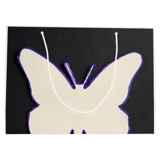 ART DECO WITTE VLINDER BOODSCHAPPENTAS LARGE CADEAUTASJE (Achterkant)