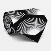 Art Deco Witte waaier Patroon Zwart Stropdas (Opgerold)