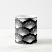 Art Deco Witte waaier Patroon Zwarte achtergrond Koffiemok (Center)