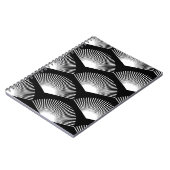 Art Deco Witte waaier Patroon Zwarte achtergrond Notitieboek (Linkerzijde)