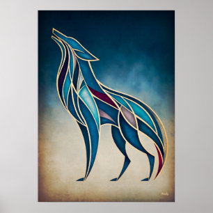 Art Deco Wolf Geest Abstract Geometrische Dier Kun Poster