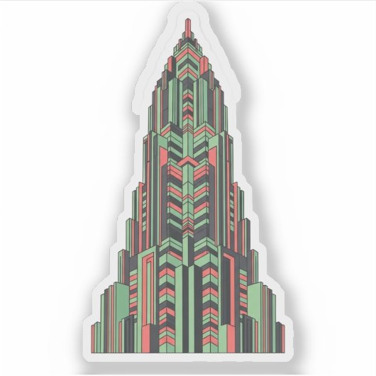Art Deco Wolkenkrabber Sticker (Voorkant)