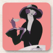  Art Deco Woman, Aftermiddag Tea en Cupcake Bier Onderzetter (Voorkant)