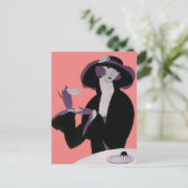  Art Deco Woman, Aftermiddag Tea en Cupcake Briefkaart (Staand voorkant)